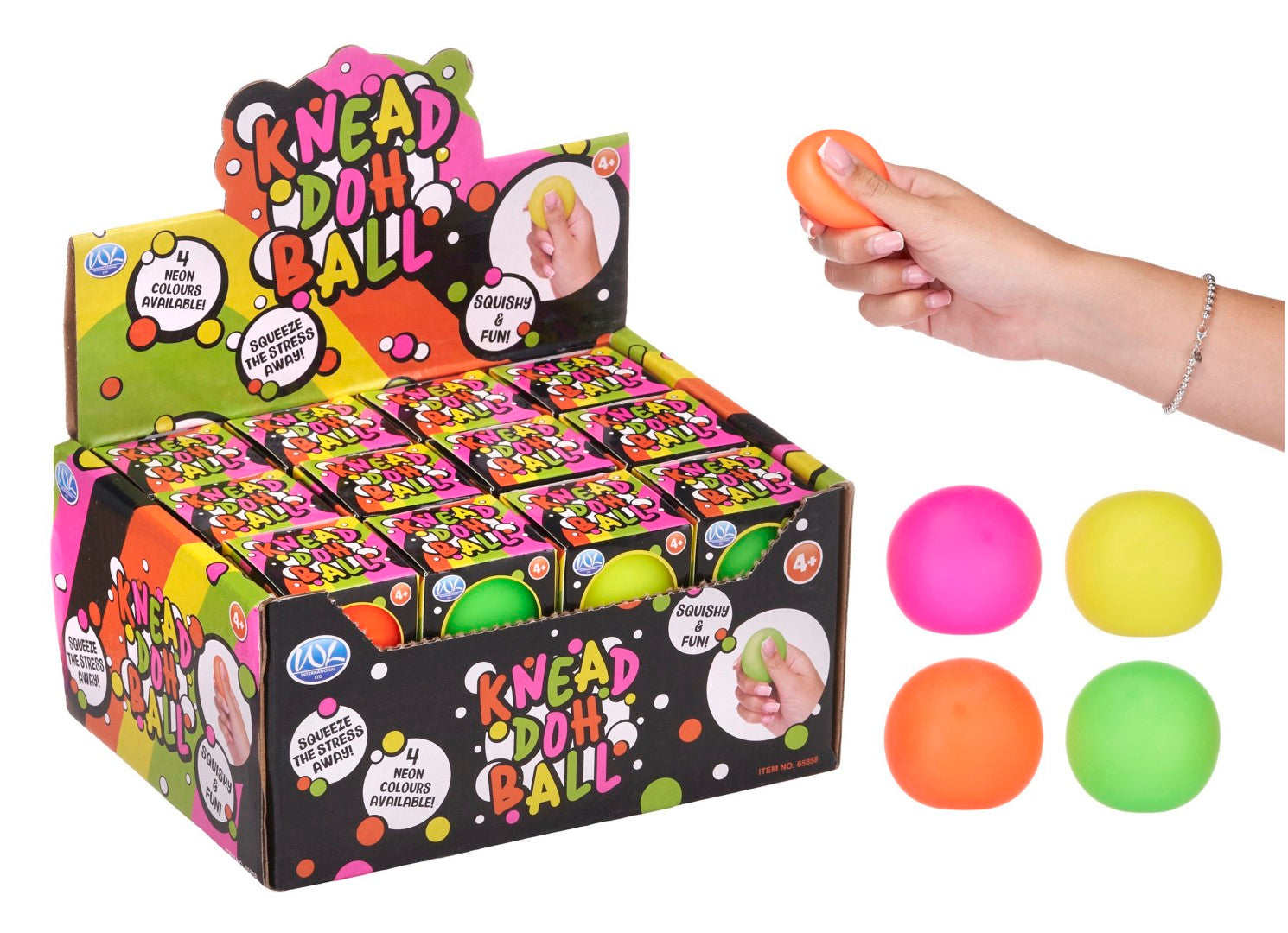 Neon Knead Squish Squeezy Doh Ball 38mm